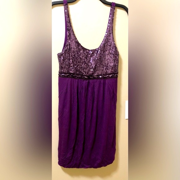 Mini Blouson Dress Sequins Tank Sleeveless - Picture 2 of 4
